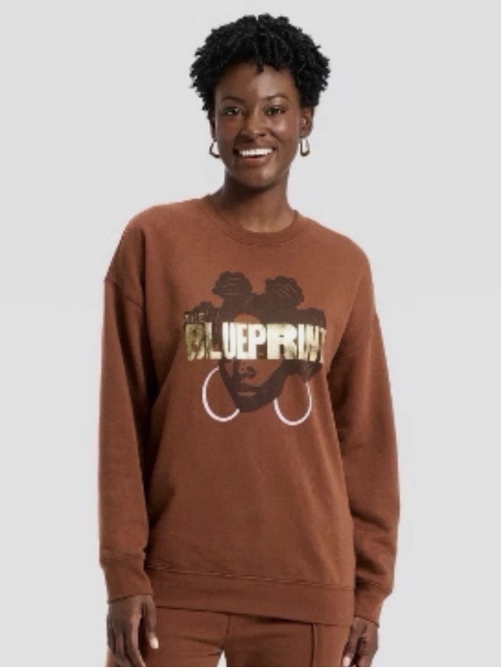 The Blueprint Brown Graphic Crewneck Sweater